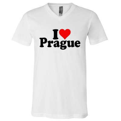 I Love Heart Prague Czech Republic Praha V-Neck T-Shirt