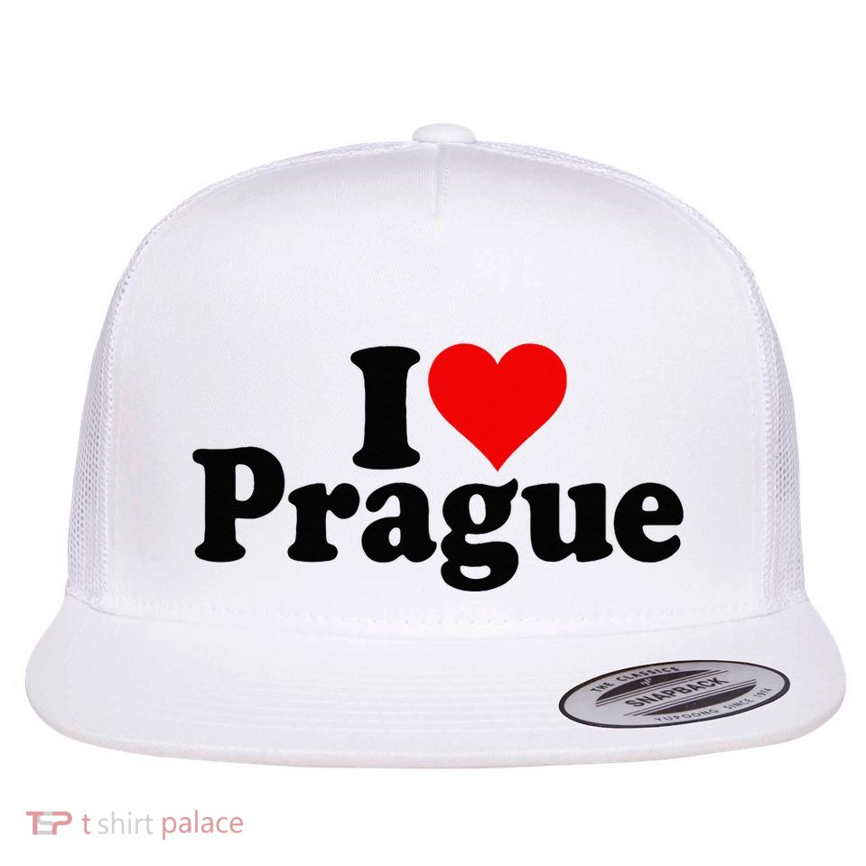 I Love Heart Prague Czech Republic Praha Flatbill Hat