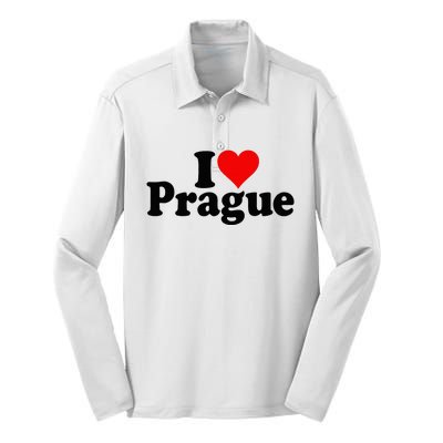 I Love Heart Prague Czech Republic Praha Silk Touch Performance Long Sleeve Polo