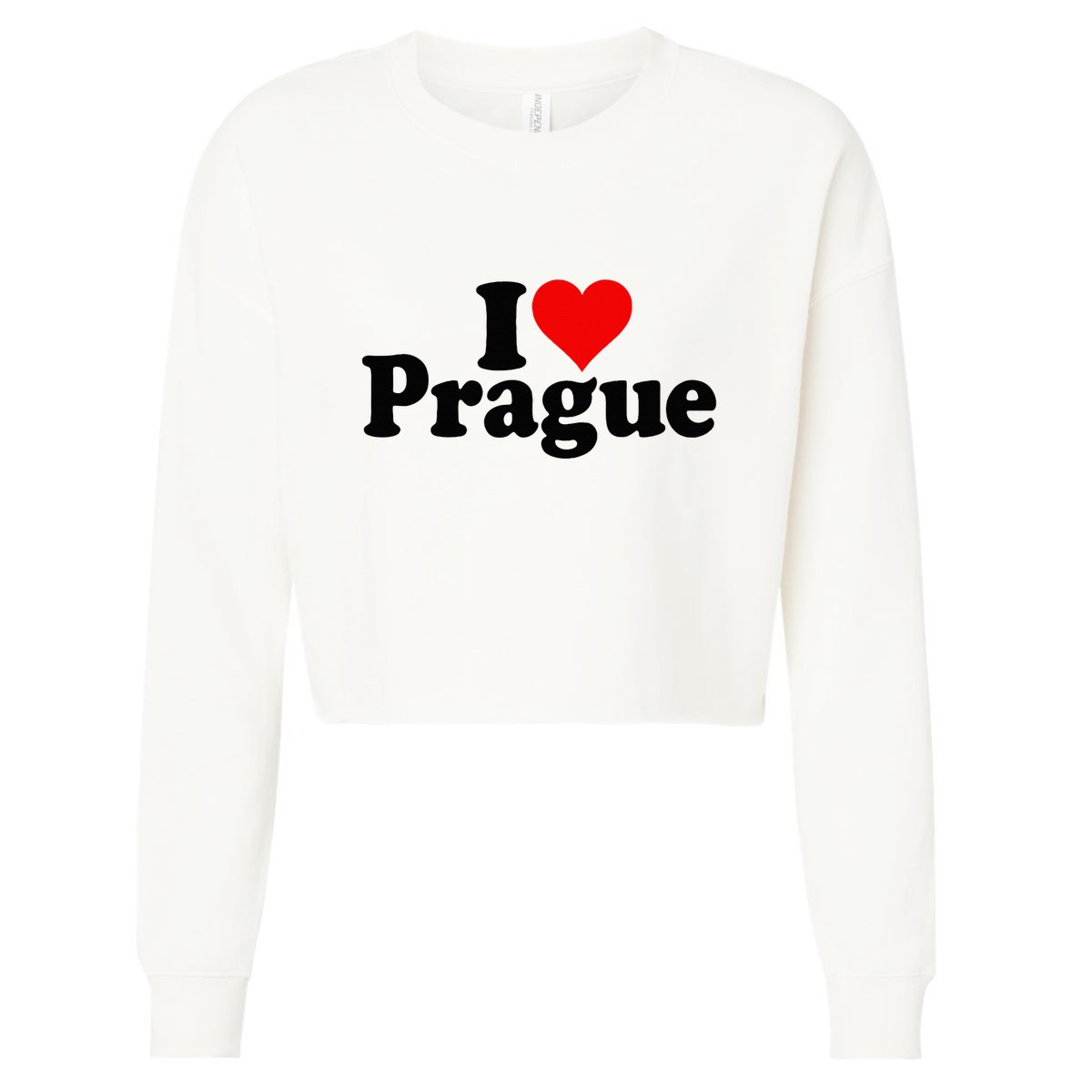 I Love Heart Prague Czech Republic Praha Cropped Pullover Crew