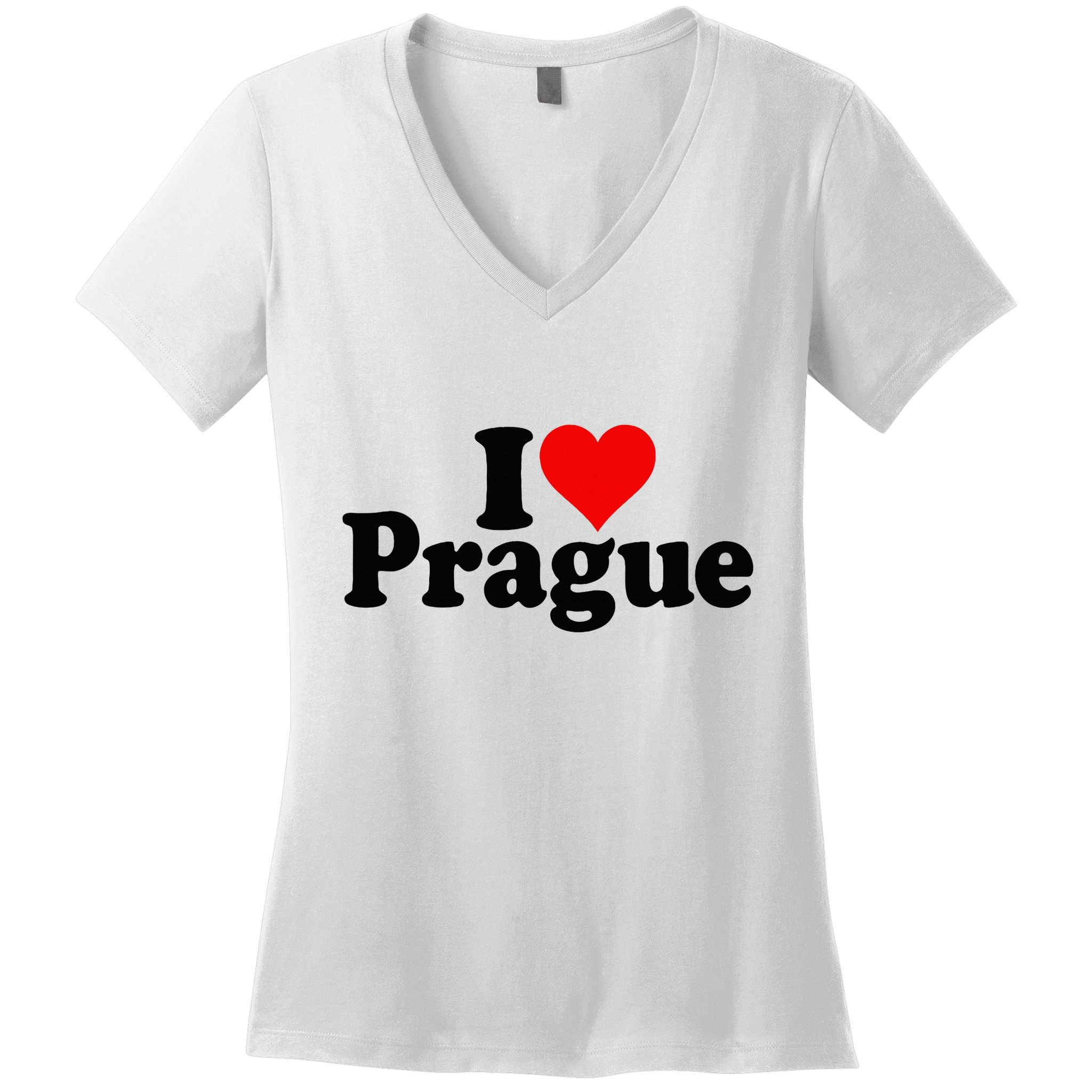 I Love Heart Prague Czech Republic Praha Women's V-Neck T-Shirt