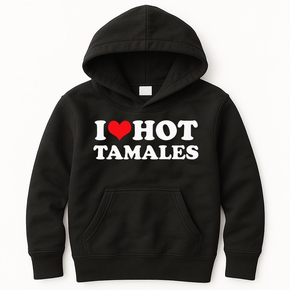 I Love Hot Tamales Tee Funny Red Heart Love Tamales Tee Kids Hoodie