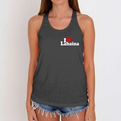 I Love Heart Lahaina Hawaii Women's Knotted Racerback Tank