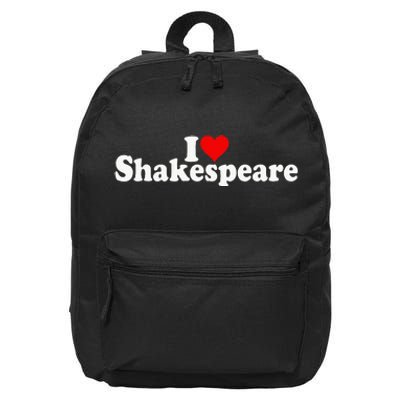 I Love Heart Shakespeare 16 in Basic Backpack