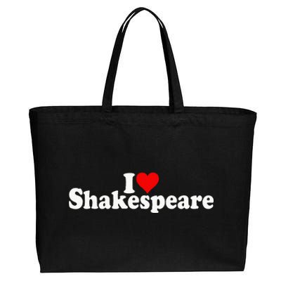 I Love Heart Shakespeare Cotton Canvas Jumbo Tote