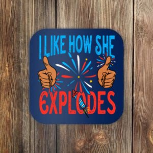 I Like How She Explodes I Like How He Bangs Fireworks Funny 4th Of July Couple Coaster