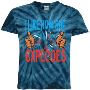 I Like How She Explodes I Like How He Bangs Fireworks Funny 4th Of July Couple Kids Tie-Dye T-Shirt