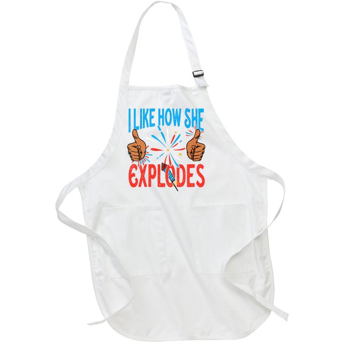 I Like How She Explodes I Like How He Bangs Fireworks Funny 4th Of July Couple Full-Length Apron With Pockets