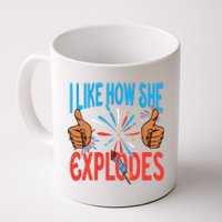 I Like How She Explodes I Like How He Bangs Fireworks Funny 4th Of July Couple Coffee Mug