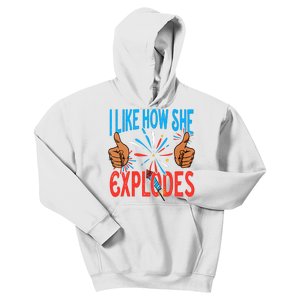 I Like How She Explodes I Like How He Bangs Fireworks Funny 4th Of July Couple Kids Hoodie