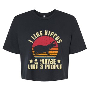 I Like Hippos & Maybe Like 3 People Zookeeper Hippopotamus Bella+Canvas Jersey Crop Tee