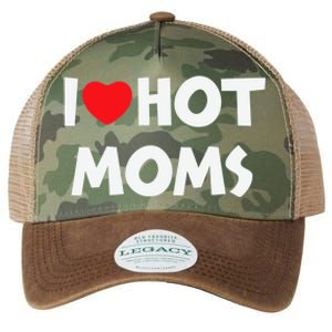 I Love Hot Moms Funny Red Heart Love Moms Love Mama Gift Legacy Tie Dye Trucker Hat