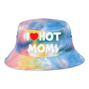 I Love Hot Moms Funny Red Heart Love Moms Love Mama Gift Tie Dye Newport Bucket Hat