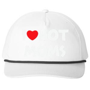 I Love Hot Moms Funny Red Heart Love Moms Love Mama Gift Snapback Five-Panel Rope Hat