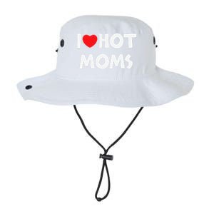 I Love Hot Moms Funny Red Heart Love Moms Love Mama Gift Legacy Cool Fit Booney Bucket Hat