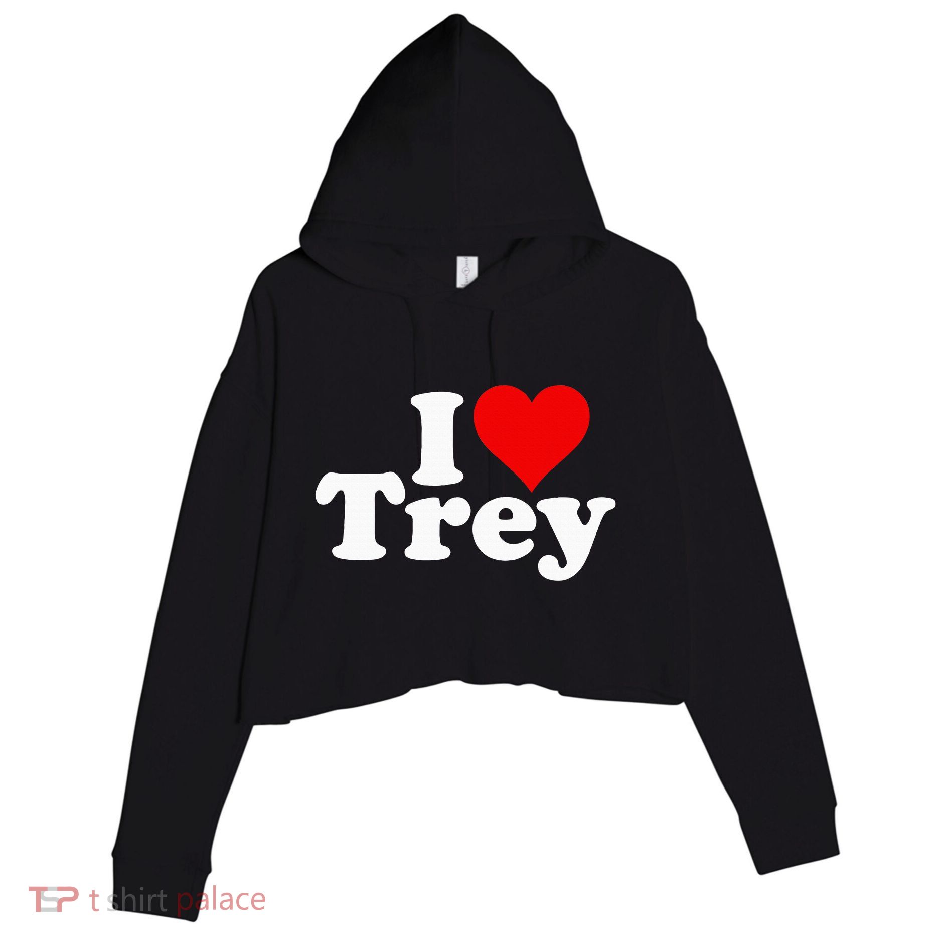 I Love Heart Trey Crop Fleece Hoodie