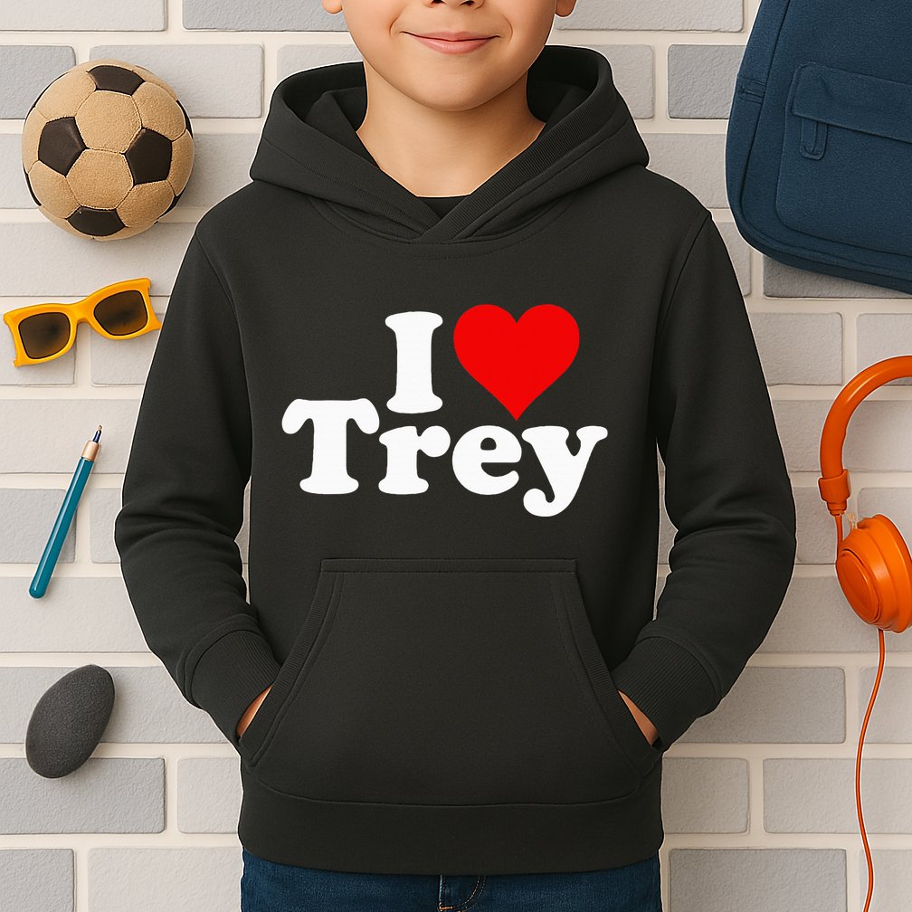 I Love Heart Trey Kids Hoodie
