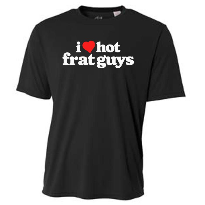 I Love Hot Frat Guys College Funny 80s Vintage Heart Cooling Performance Crew T-Shirt