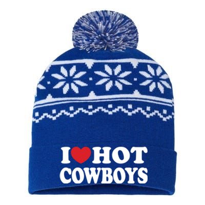 I Love Hot Cowboys Country Western Rodeo Lover USA-Made Snowflake Beanie