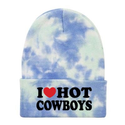 I Love Hot Cowboys Country Western Rodeo Lover Tie Dye 12in Knit Beanie