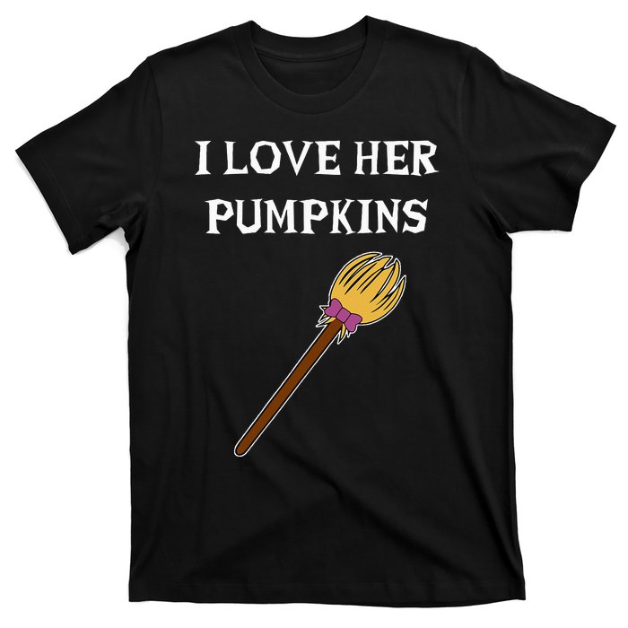 I Love Her Pumpkins Adult Matching Couples Halloween Costume T-Shirt