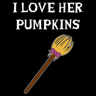 I Love Her Pumpkins Adult Matching Couples Halloween Costume T-Shirt