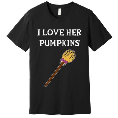 I Love Her Pumpkins Adult Matching Couples Halloween Costume Premium T-Shirt