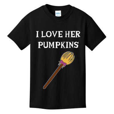 I Love Her Pumpkins Adult Matching Couples Halloween Costume Kids T-Shirt