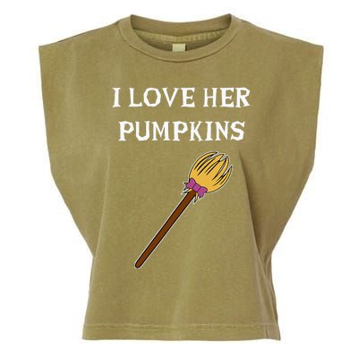 I Love Her Pumpkins Adult Matching Couples Halloween Costume Garment-Dyed Women's Muscle Tee