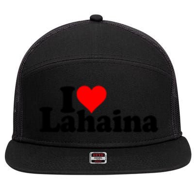 I Love Heart Lahaina Hawaii 7 Panel Mesh Trucker Snapback Hat