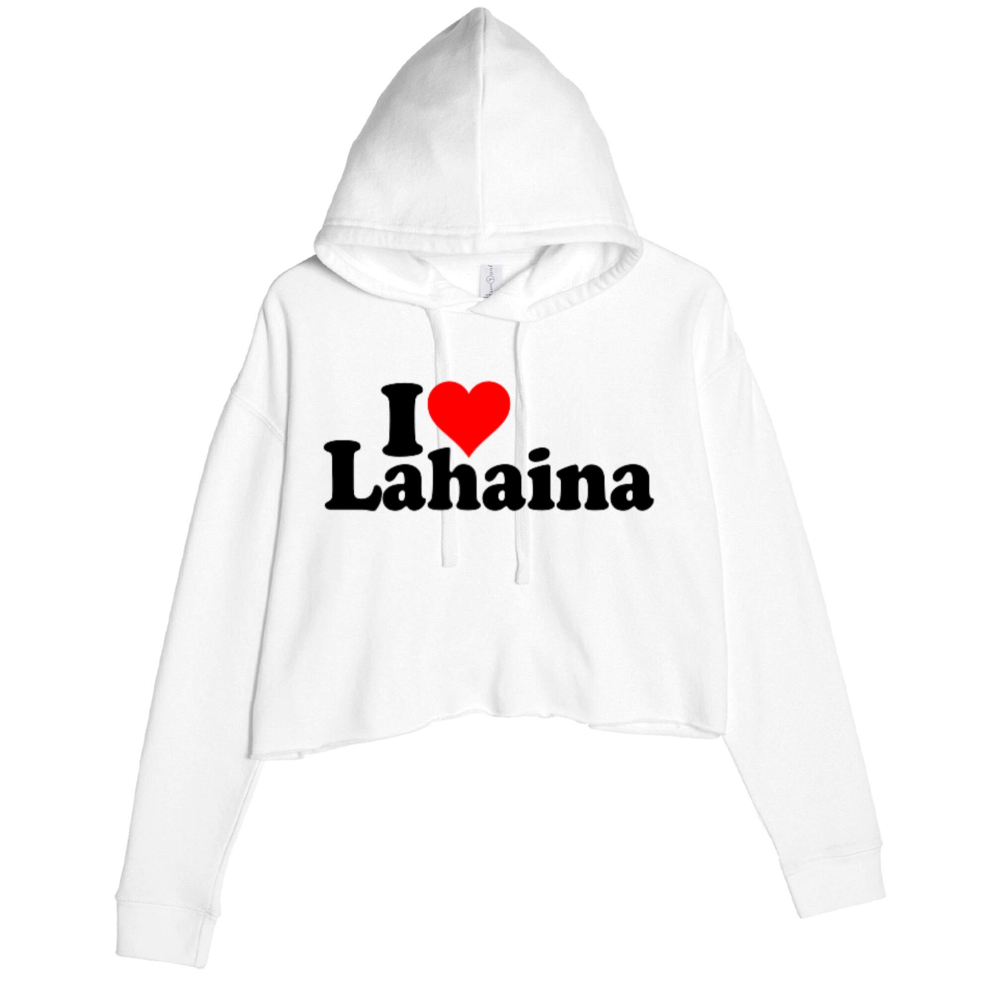 I Love Heart Lahaina Hawaii Crop Fleece Hoodie