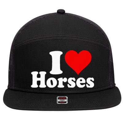 I Love Horses 7 Panel Mesh Trucker Snapback Hat