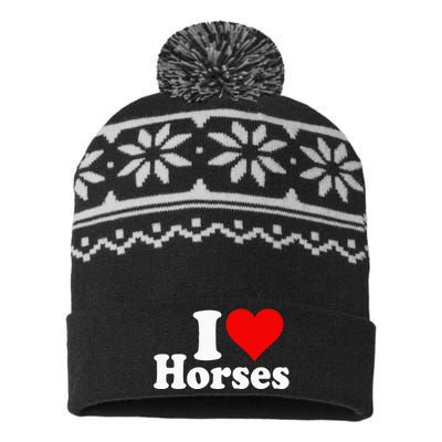 I Love Horses USA-Made Snowflake Beanie