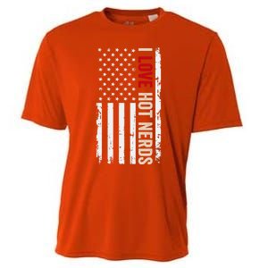 I Love Hot Nerds American Usa Flag Meaningful Gift Cooling Performance Crew T-Shirt