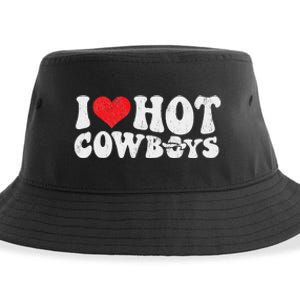 I Love Hot Cowboys Groovy Retro Country Western Sustainable Bucket Hat