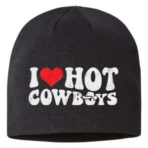 I Love Hot Cowboys Groovy Retro Country Western Sustainable Beanie