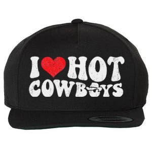 I Love Hot Cowboys Groovy Retro Country Western Wool Snapback Cap