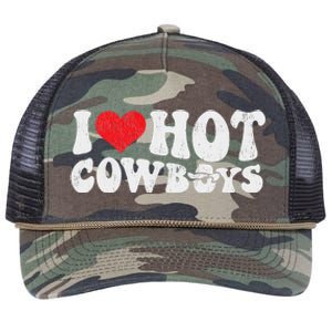 I Love Hot Cowboys Groovy Retro Country Western Retro Rope Trucker Hat Cap