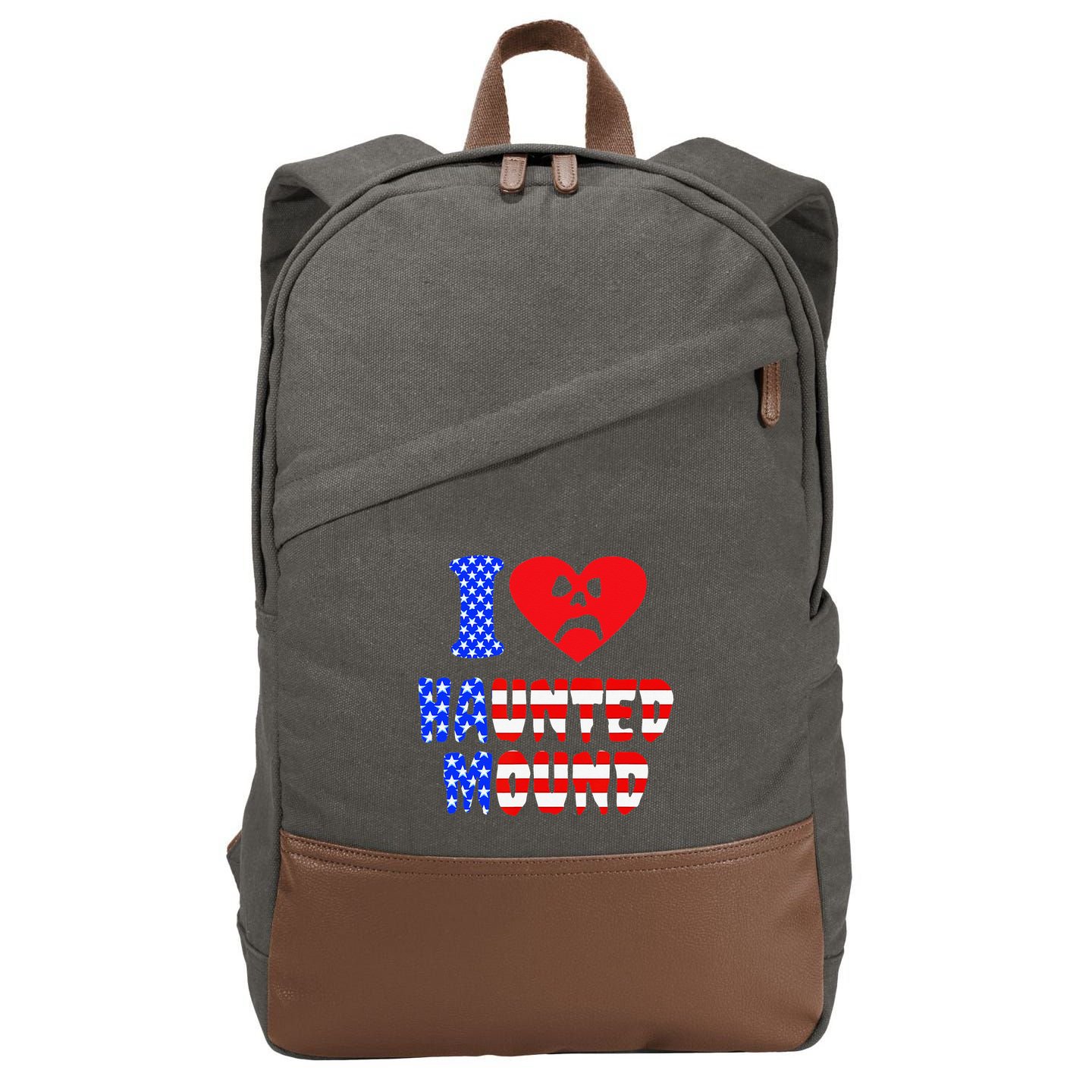 I Love Haunted Mound Cotton Canvas Backpack
