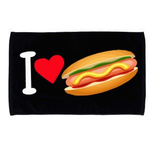 I Love Hot Dog Heart Shape Slice Bun Suasage Food Themed Microfiber Hand Towel