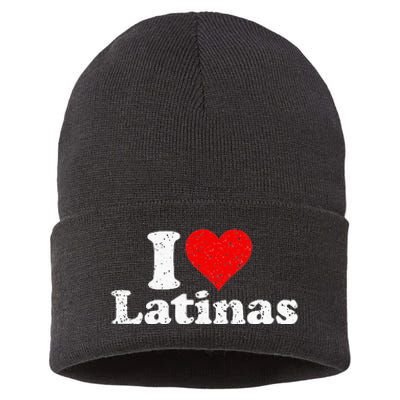 I Love Heart Latinas Girlfriend Wife Sustainable Knit Beanie