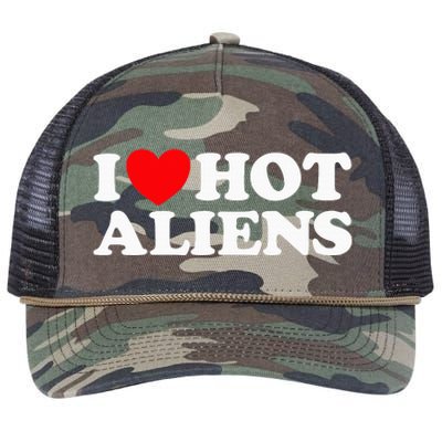 I Love Hot Aliens Funny Extraterrestrial Scifi Et Space Ufo Retro Rope Trucker Hat Cap