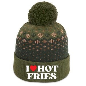 I Love Hot Fries Moms Dads Favorite National Fries Day Meaningful Gift The Baniff Cuffed Pom Beanie