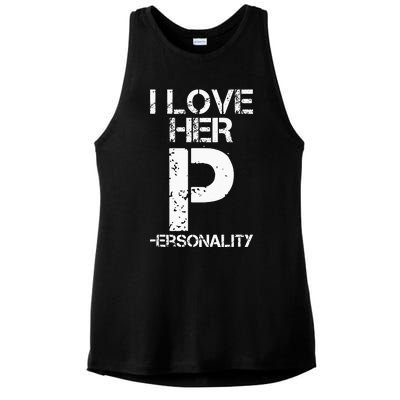 I Love His D I Love Her P Couples Matching Valentines Day Ladies PosiCharge Tri-Blend Wicking Tank