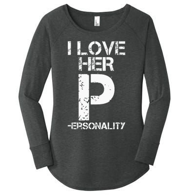 I Love His D I Love Her P Couples Matching Valentines Day Women's Perfect Tri Tunic Long Sleeve Shirt