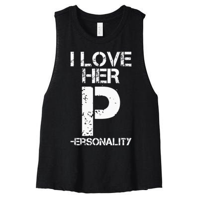 I Love His D I Love Her P Couples Matching Valentines Day Women's Racerback Cropped Tank