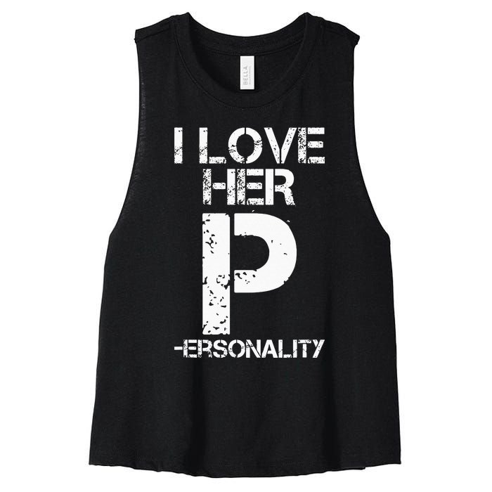 I Love His D I Love Her P Couples Matching Valentines Day Women's Racerback Cropped Tank