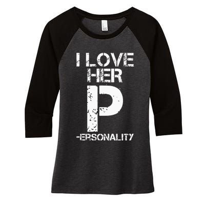 I Love His D I Love Her P Couples Matching Valentines Day Women's Tri-Blend 3/4-Sleeve Raglan Shirt