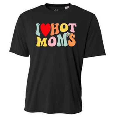 I Love Hot Moms I Heart Hot Moms Retro Groovy Cooling Performance Crew T-Shirt