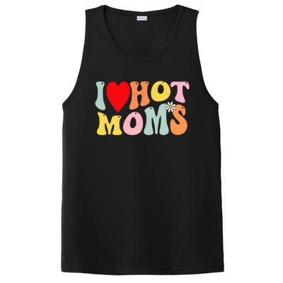 I Love Hot Moms I Heart Hot Moms Retro Groovy PosiCharge Competitor Tank